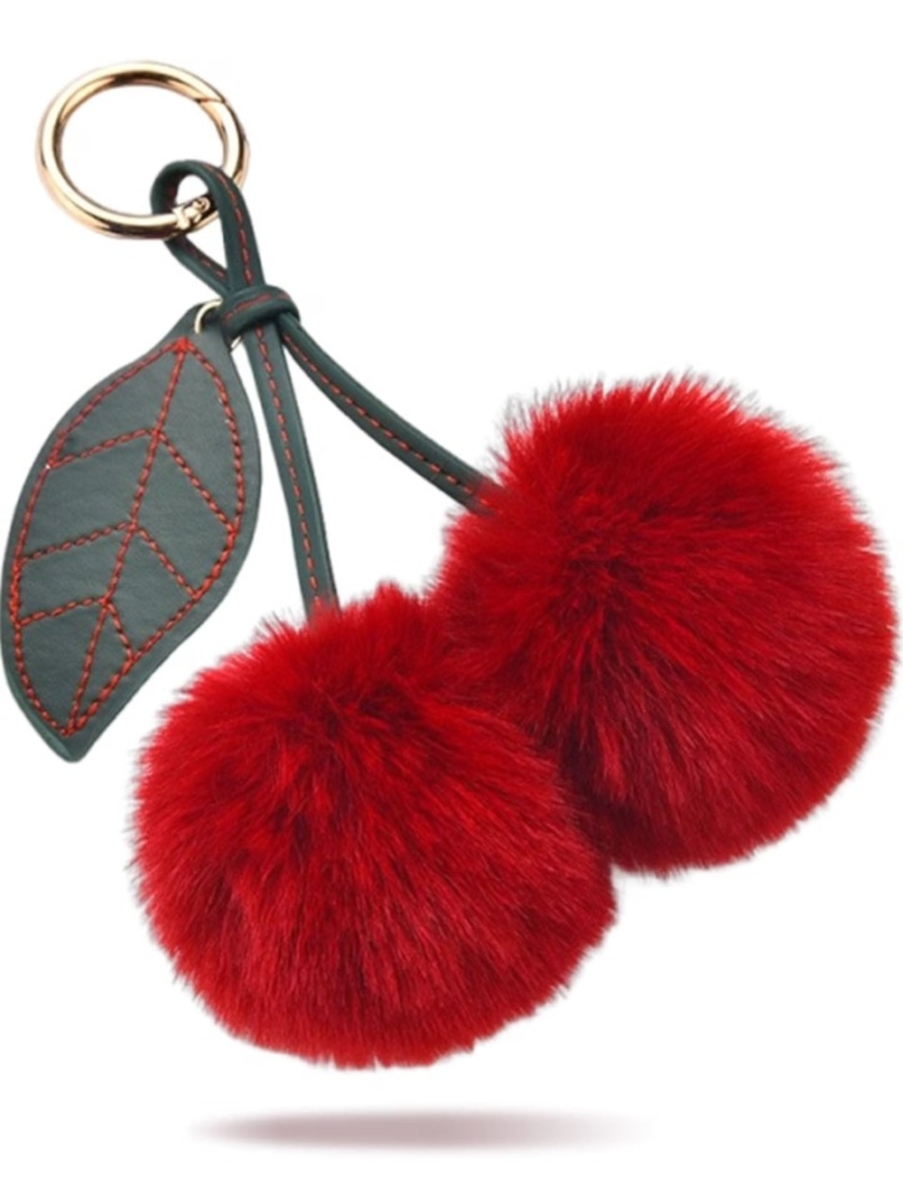 Faux Fur Cherry Pom Keychain Bag Charm NWT